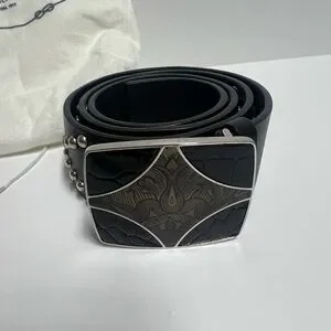 Prada Regular-Width Black Leather Belt With Polished Silver Buckle - NWT Prada | Accessories | Prada Black And Silver Leather Belt  main image 4